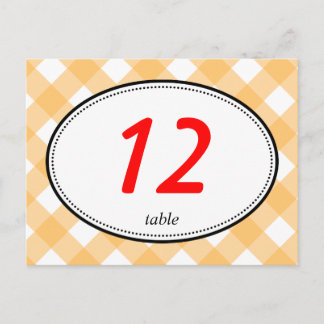 Cartão Postal Orange Gingham Country Rush Numero da Mesa de Casa