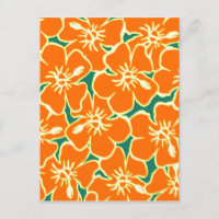 Orange Hibiscus Flowers Tropical Havaiana Luau