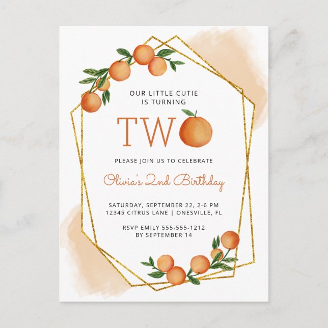Cartão Postal Orange Little Cutirus Citrus segundo aniversário P (Frente)