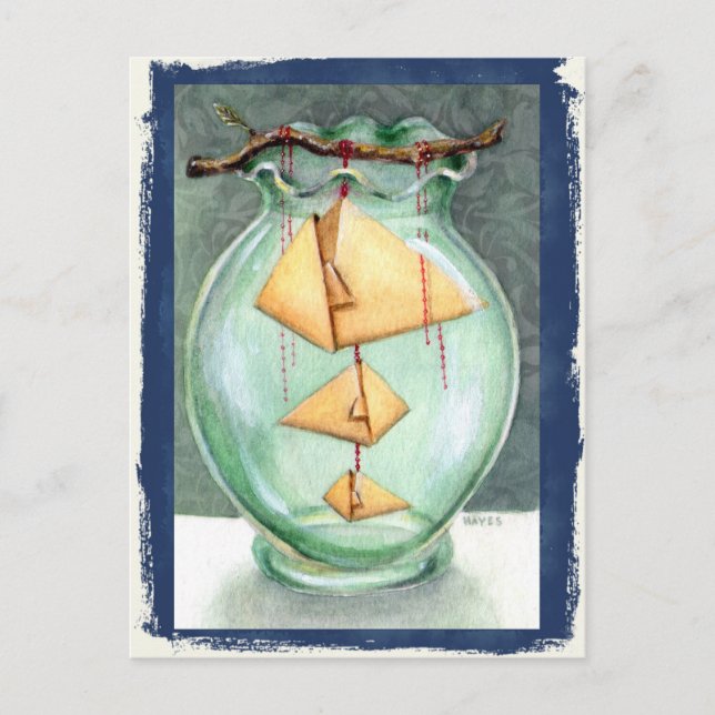 Cartão Postal Orange Origami Fishes (Frente)