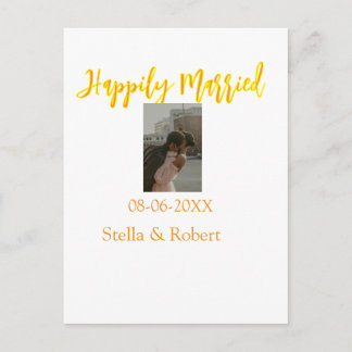 Cartão Postal Orange yellow retro photo happily married couple