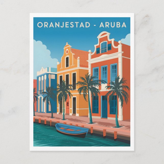 Cartão Postal Oranjestad Aruba Vintage (Frente)