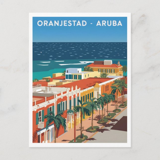Cartão Postal Oranjestad Aruba Vintage (Frente)