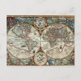 Cartão Postal Orbis Terrarum 1594 - Mapa Mundial Famoso