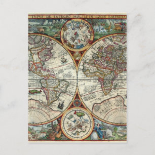 Cartão Postal Orbis Terrarum 1594 - Mapa Mundial Famoso