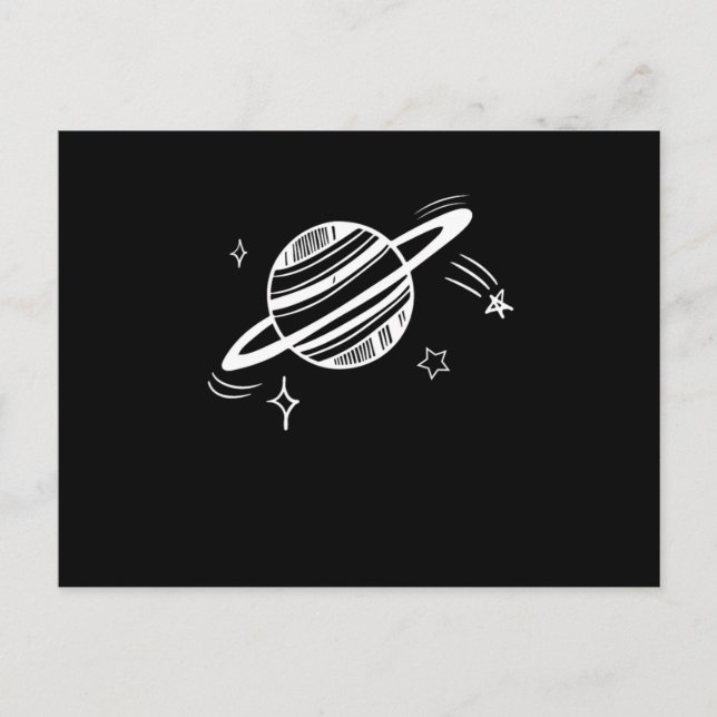 Cartão Postal Orbita legal de Saturno Desenhando Galáxia Espacia (Frente)