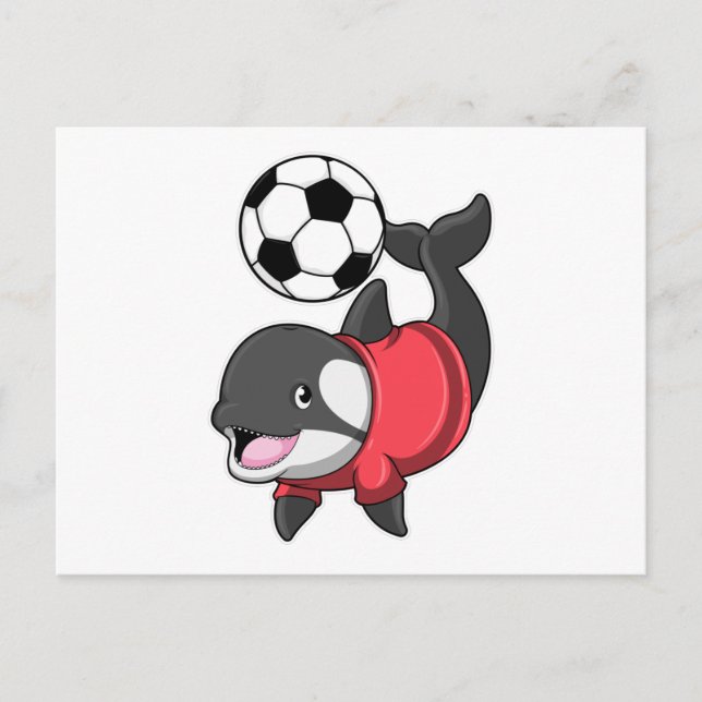 Cartão Postal Orca como jogador de futebol com futebol (Frente)