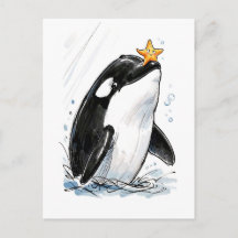 Orca Equilibrando Estrela-do-Mar Jocosamente Ilust