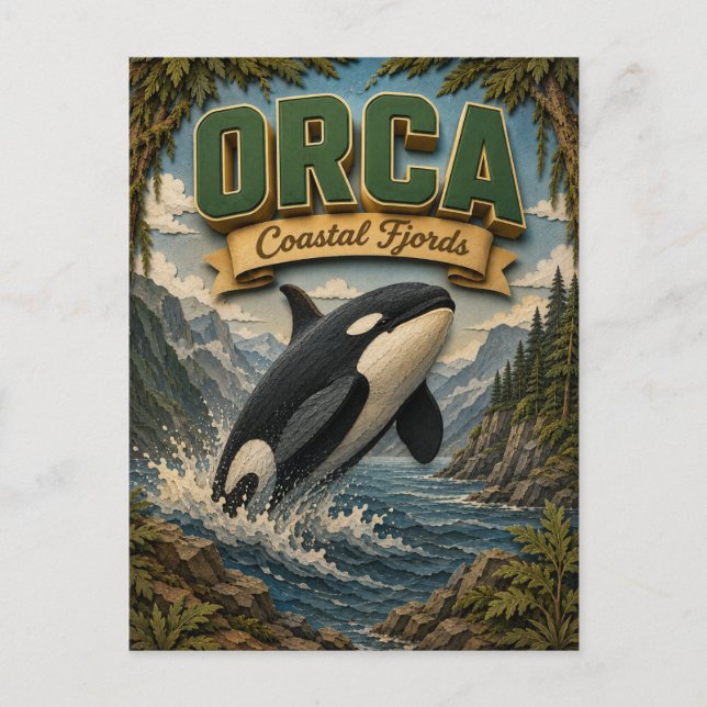 Cartão Postal Orca Fjords Costeiros POPCUT (Frente)