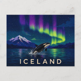 Cartão Postal Orca sob a Aurora | Islândia Icônica