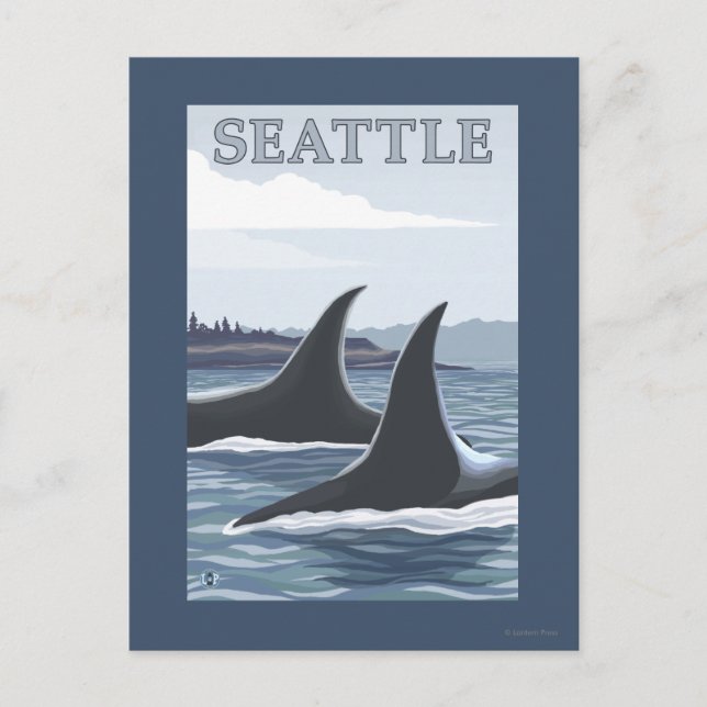 Cartão Postal Orca Whales #1 - Seattle, Washington (Frente)