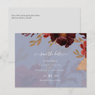 Cartão Postal Orçamento Casamento Floral Laranja Outono Borgonha