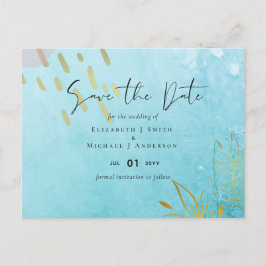 Cartão Postal ORÇAMENTO Dourado DustyTeal Casamento Abstrato