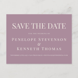 Cartão Postal Orçamento Elegante Dusty Roxo Data