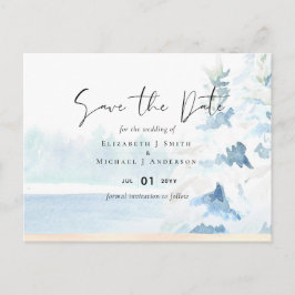 Cartão Postal ORÇAMENTO Montanhas Nevadas Inverno Lago Árvores