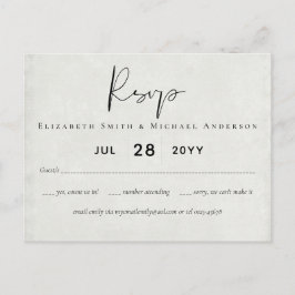 Cartão Postal ORÇAMENTO Rosa Cinza Água-forte Casamento RSVP