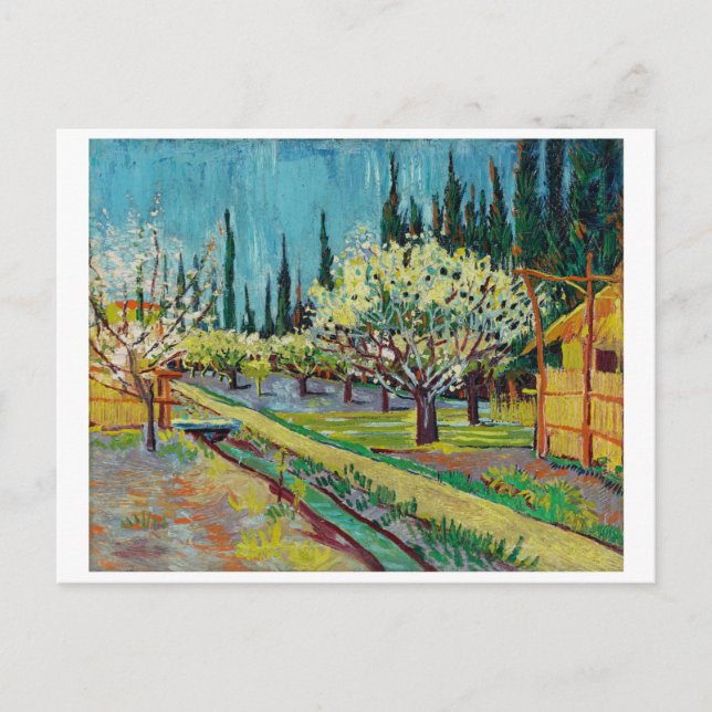 CARTÃO POSTAL "ORCHARD BY CYPRESSES", POR VINCENT VAN GOGH (Frente)