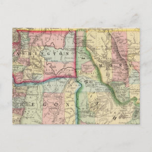 Cartão Postal Ore, Wash, Idaho, Mapa Mont de Mitchell