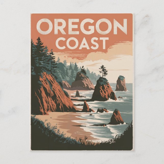 Cartão Postal Oregon Coast Vintage (Frente)