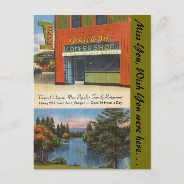 Cartão Postal Oregon, Compro de Café Trailer, Bend (Frente)