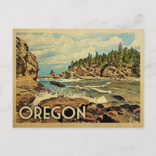 Cartão Postal Oregon Postcard Beach Cliffs Vintage Travel