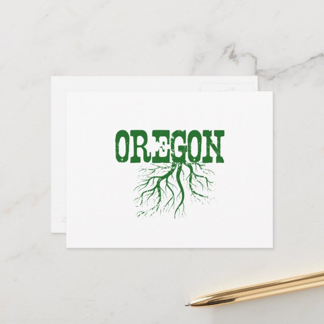 Cartão Postal Oregon Roteado com Arte Verde em Árvore (Frente/Verso In Situ)