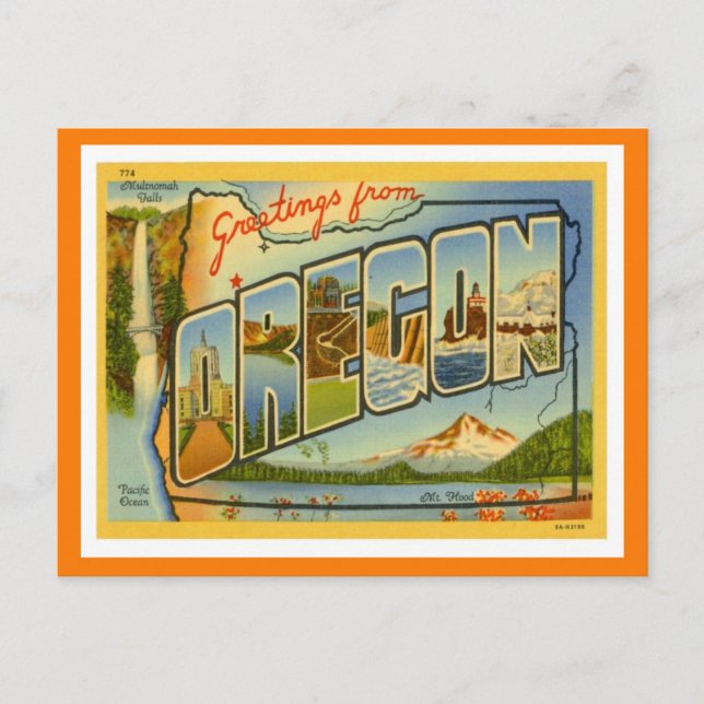 Cartão Postal Oregon Saudações Dos Estados Unidos (Frente)