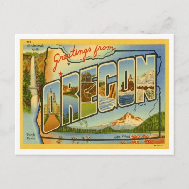 Cartão Postal Oregon Saudações Dos Estados Unidos (Frente)