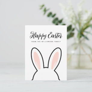 Cartão Postal Orelhas de Coelho Fofo Minimalista Personalizado F