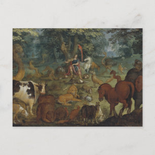 Cartão Postal Orfeu Encharcando os animais (óleo no painel)