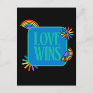 Cartão Postal Orgulho, amor ganha. Gay arco-íris lgbtq