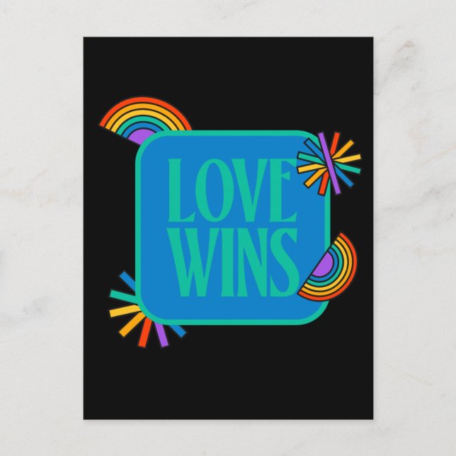 Cartão Postal Orgulho, amor ganha. Gay arco-íris lgbtq (Frente)