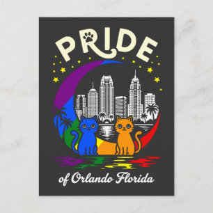 Cartão Postal Orgulho da Bandeira Arco-Íris dos Gatos da Cidade 