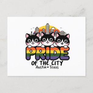 Cartão Postal Orgulho da Cidade de Austin Texas EUA Rainbow Flag