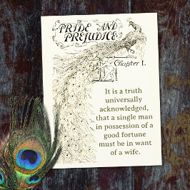 Cartão Postal Orgulho e Preconceito Capítulo Um Beige Pavão