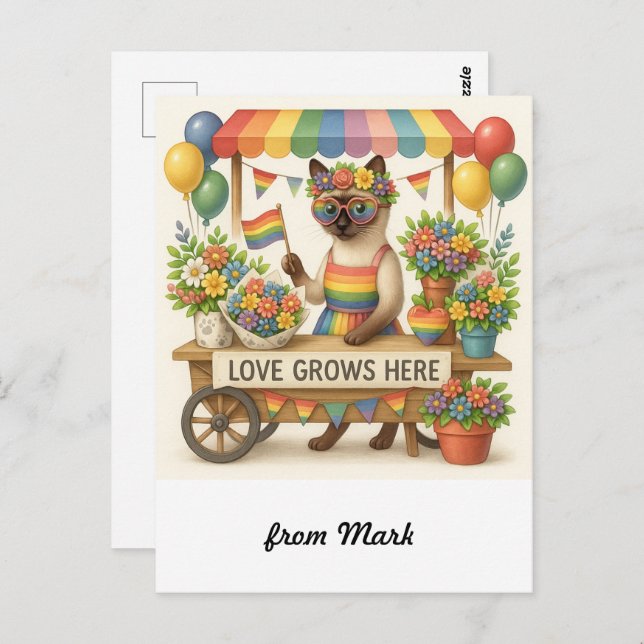 Cartão Postal Orgulho Gato - Peitos LGBTQ inspirados em Gato (Frente/Verso)