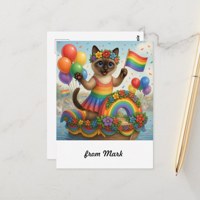 Cartão Postal Orgulho Gato - Peitos LGBTQ inspirados em Gato (Frente/Verso In Situ)