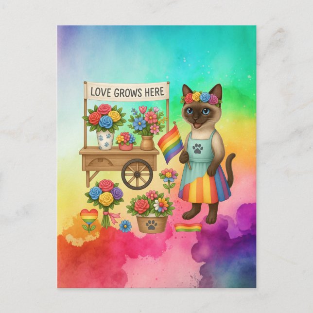 Cartão Postal Orgulho Gato - Peitos LGBTQ inspirados em Gato (Frente)