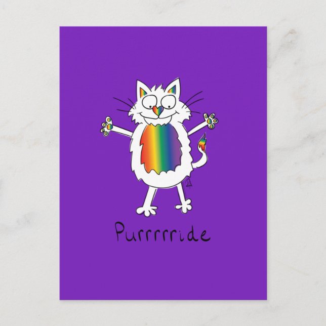 Cartão Postal Orgulho gay de Cat LGBTQ (Frente)