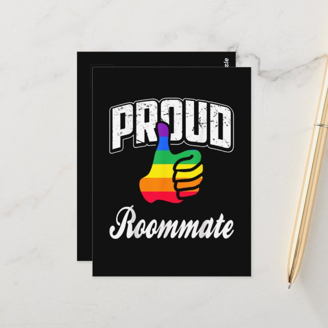 Cartão Postal Orgulho Gay do Colega de Quarto (Frente/Verso In Situ)
