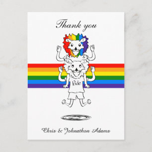 Cartão Postal orgulho gay Flag Engraçado Lions Casamento Obrigad
