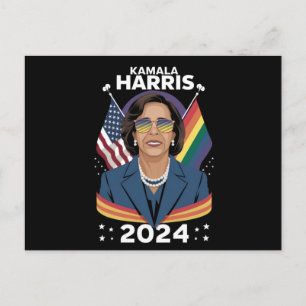 Cartão Postal Orgulho gay Kamala Harris 2024 Vice-Presidente LGB