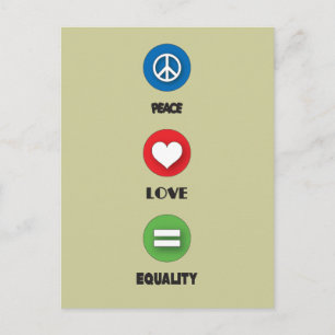 Cartão Postal orgulho gay Peace Love Igualdade