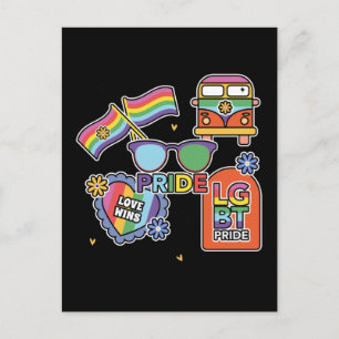 Cartão Postal Orgulho LGBT+. amor. Bandeira Arco-íris