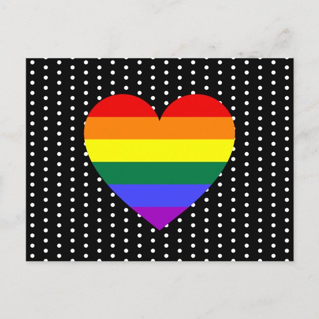 Cartão Postal Orgulho LGBT Coração Arco-Íris (Frente)