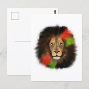Cartão Postal orgulho negro leão vermelho verde unidade selva ga
