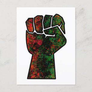 Cartão Postal orgulho negro punho vermelho verde bandeira pan-af