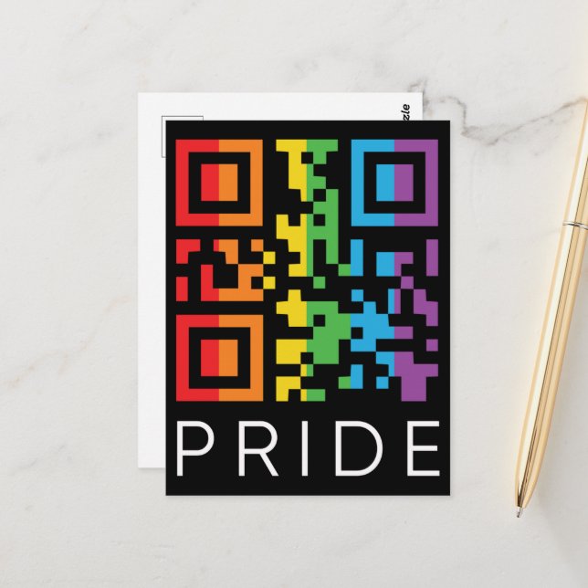 Cartão Postal Orgulho Rainbow QR Code LGBTQIA+ (Frente/Verso In Situ)