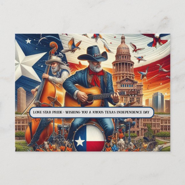 Cartão Postal Orgulho Solitário: Dia da Independência do Texas (Frente)