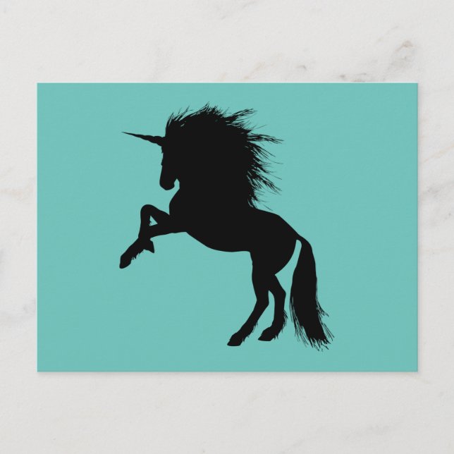 Cartão Postal Orgulhoso Black Unicorn Silhouette Fantasy Animal, (Frente)